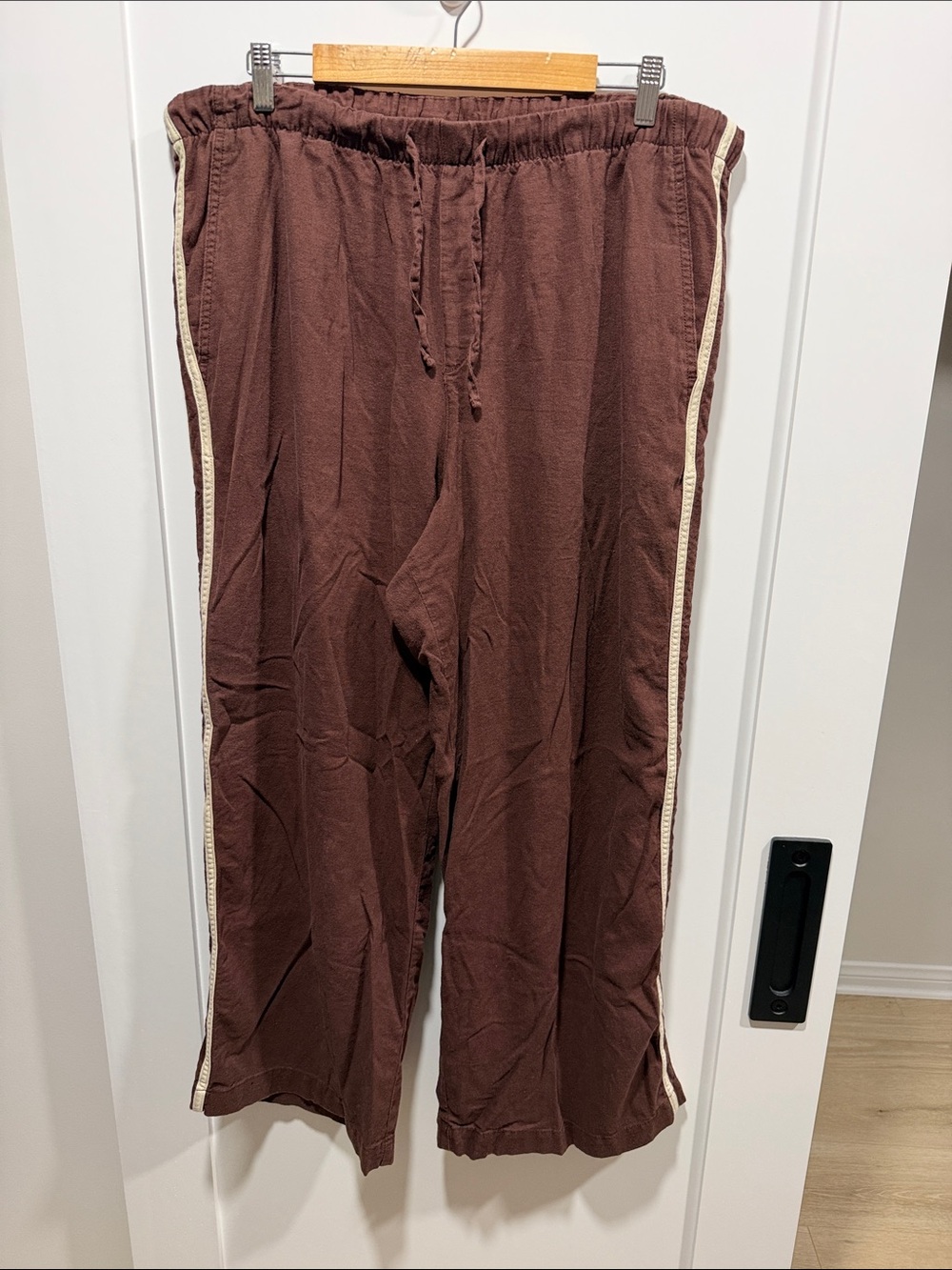 GAP Wide Leg Linen Track Pants with Side Stripe XL
